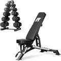 RitFit Rubber Coated Hex Dumbbell Set with Rack, 5-780LB for Home Gym Strength Training, Anti-Slip Knurled Handle, Hexagon Anti-Roll, Heavy-Duty Storage Rack