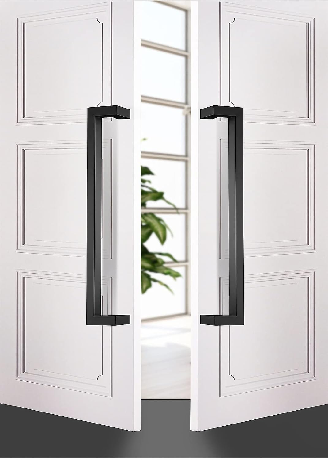 Barn Door Pull Handle, Solid Standoff Heavy Duty Commercial Grade Stainless Steel Modern Door Handle,for Barn Door Handle/Glass Handles,4 Colors(Black 16.7in (42.5cm))