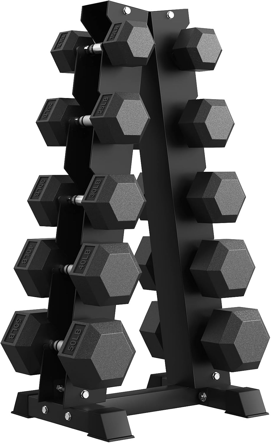 PAPABABE Hex Dumbbell Set with Rack, 85-560lb Rubber Encased Dumbbell Free Weights Dumbbells Set with Storage Rack, Hand Weights Set for Strength Training