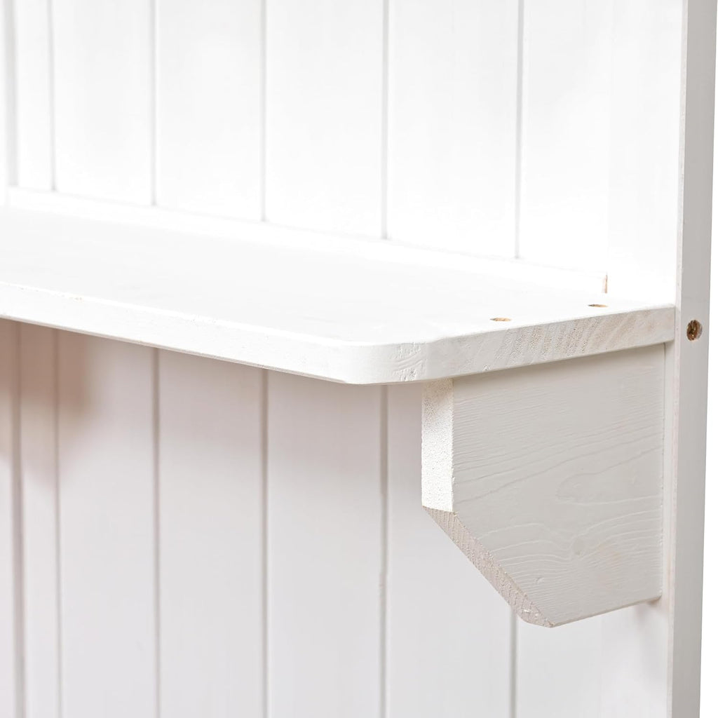 Polibi Potting Bench with Hutch,Solid Fir Wood Garden Workstation with 50.2x19.6 inch Large Countertop, 2 Shelves, 2 Cabinets, 3 Side Hooks,Outdoor Planting Table for Gardening,White