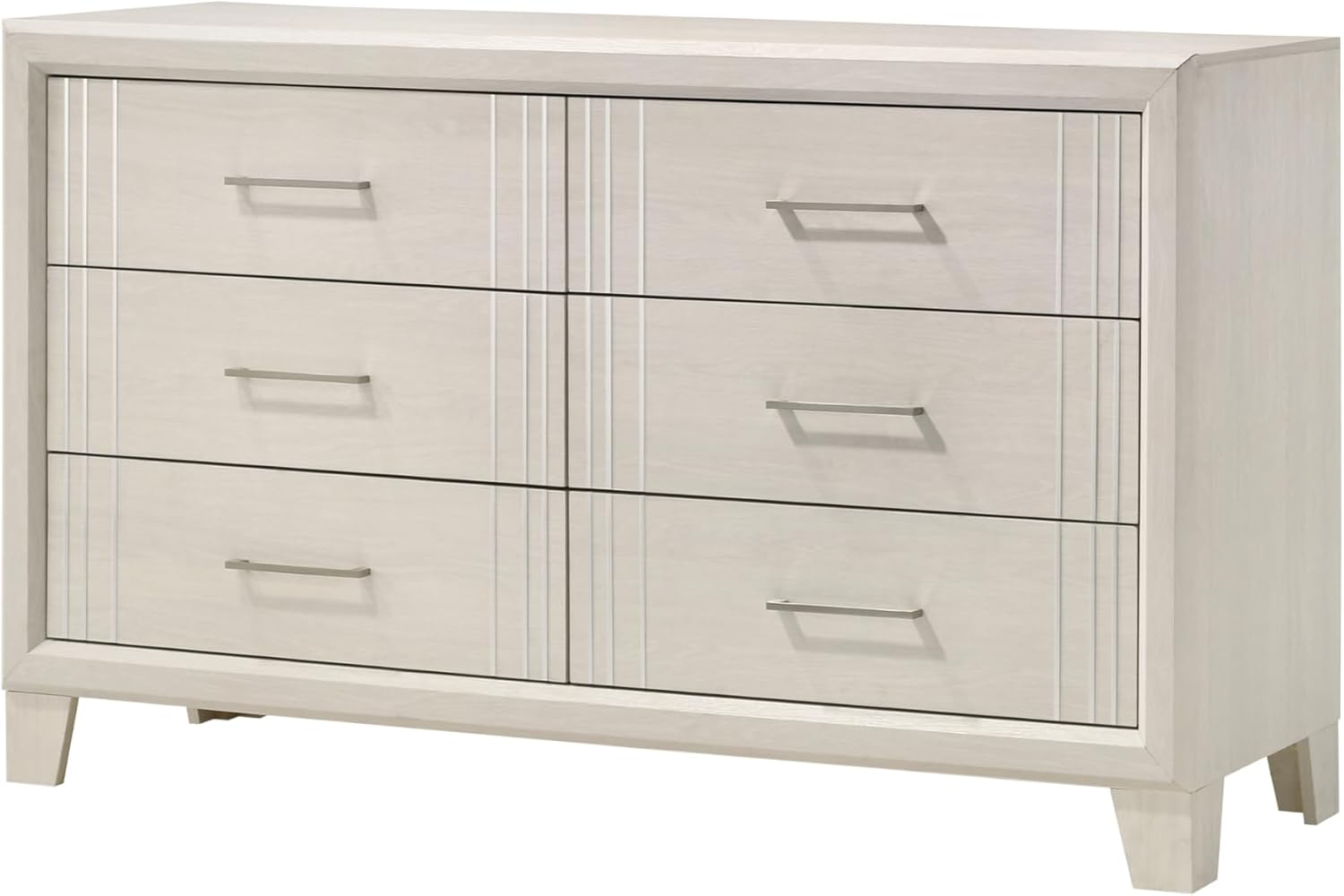 Beautiful Lustrous White Cream Finish Full Size Panel Bed Wooden 3pc Bedroom Set