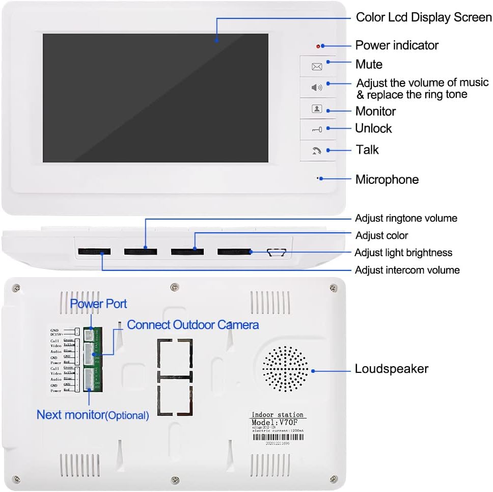 7'' Wired Color Video Door Phone Intercom System IR Night Vision Camera Doorbell +Indoor Monitor Screens for 2/3/4 Apartments