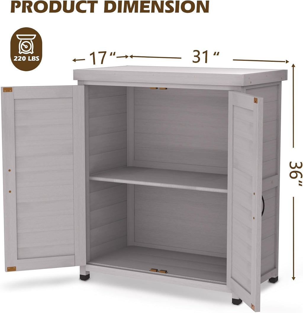 Potting Bench with Storage Cabinet and Metal Table Top for Outdoor Patio,Outdoor Work Station Table