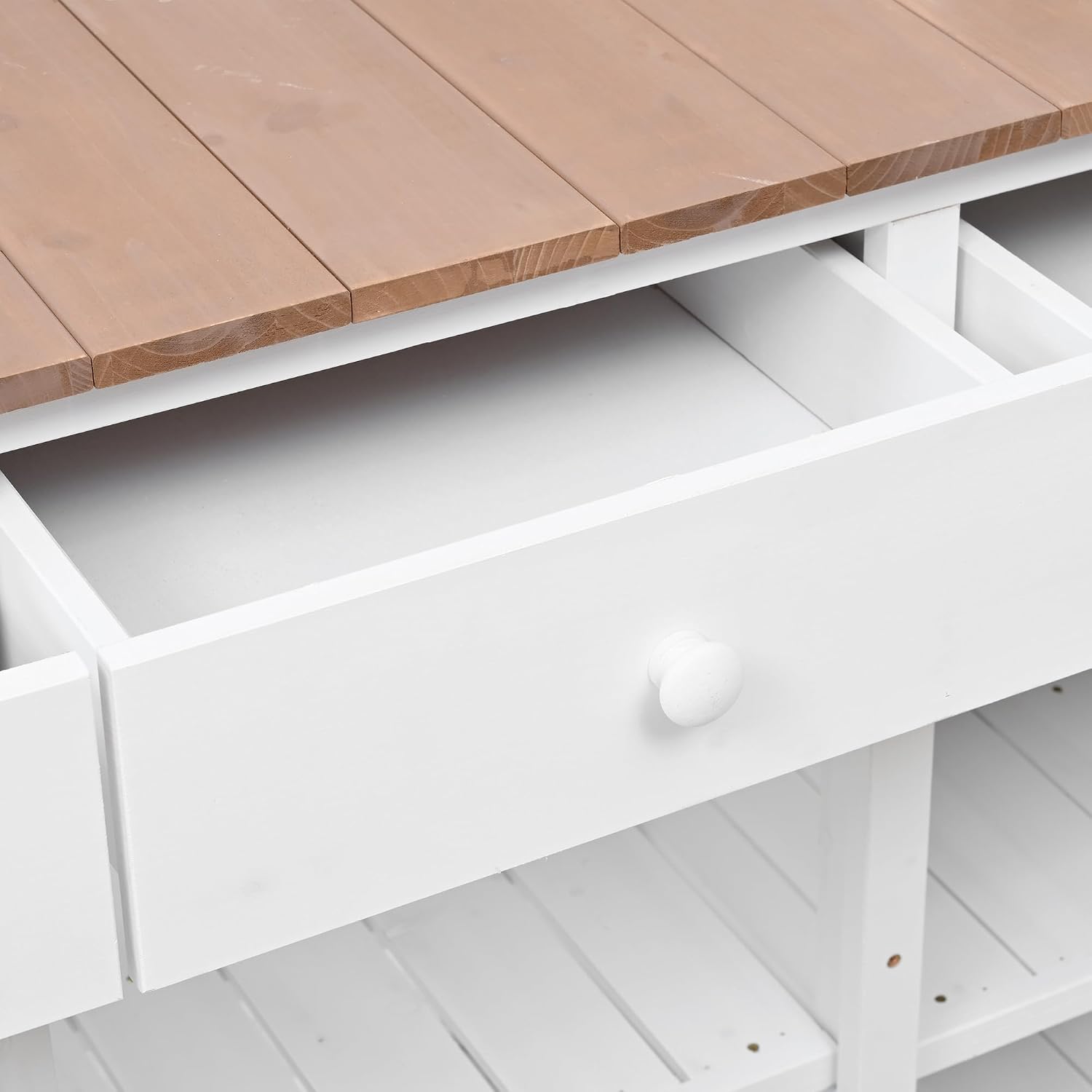 Merax Outdoor Potting Bench, Large Horticulture Work Table Workstation with Storage Cabinet Shelf & Planting Working Console for Patio/Lawn/Garden, White