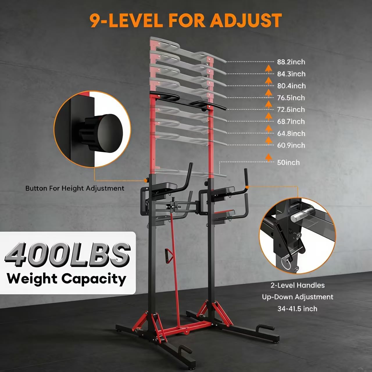 ONETWOFIT Foldable Power Tower Pull Up Bar Station, Multi-Function Adjustable Height Pull Up Dip Station for Gym Workout, Strength Training Fitness Equipment, Pull Up Stand Pro 400LBS/Pro Max 600LBS