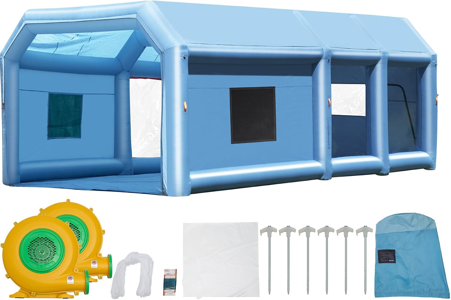 VEVOR Inflatable Paint Booth, 26.2 x 14.8 x 9.8 ft Inflatable Spray Booth, Portable Car Paint Booth for Small Truck, with 950W+750W Powerful Blowers and Air Filter System, Large Motorcycle, Midsize SU