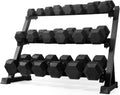 RitFit Rubber Coated Hex Dumbbell Set with Rack, 5-780LB for Home Gym Strength Training, Anti-Slip Knurled Handle, Hexagon Anti-Roll, Heavy-Duty Storage Rack
