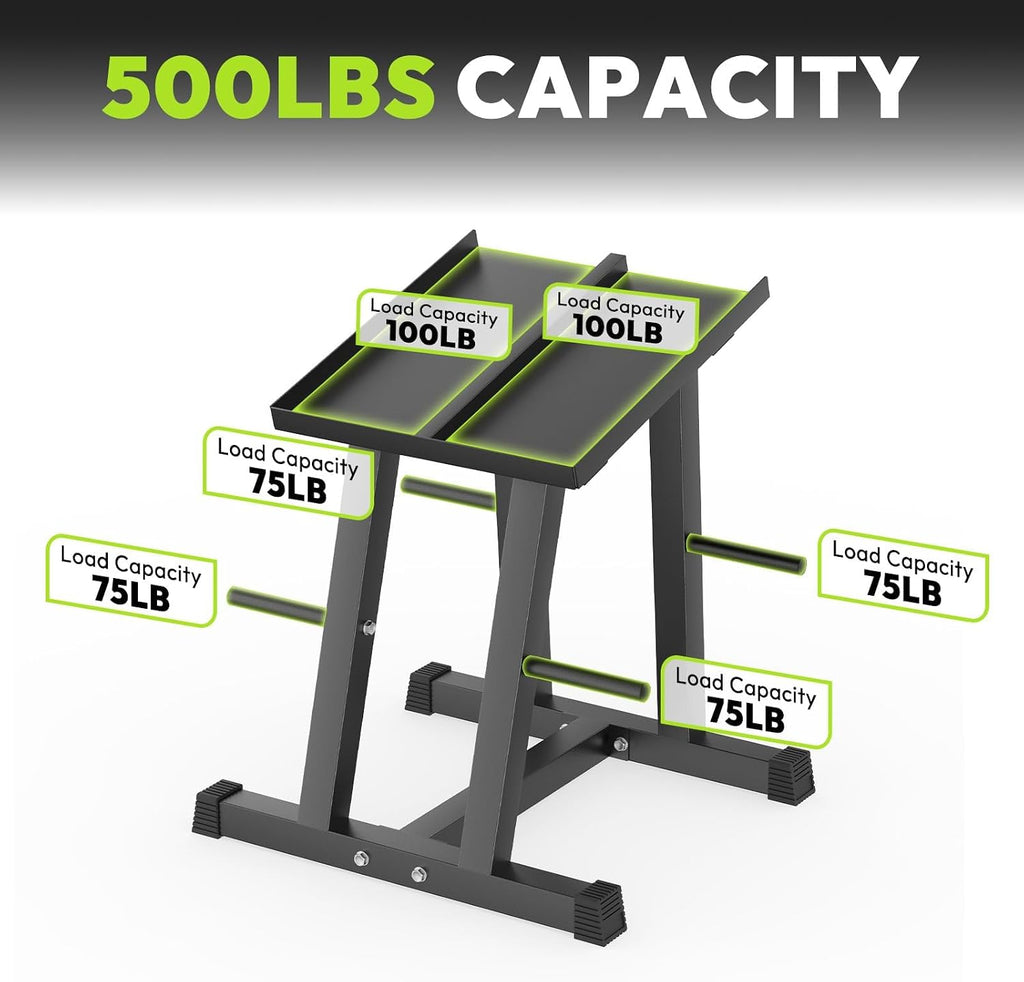 HANDBODE Dumbbell Rack, Adjustable Dumbbell Stand with 1 inch Plate Tree, Weight Rack with 500 LBS Capacity, Dumbbell Stand Holder for Adjustable Dumbbell Set, Compact Space-Saving Design for Home Gym