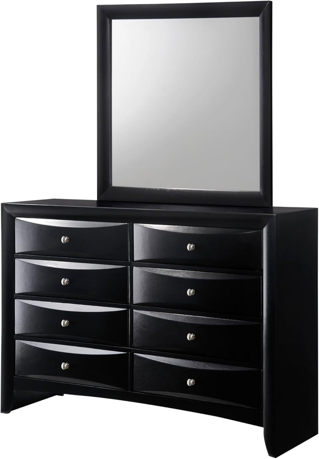 3pc Bedroom Set Black Finish Solid Wood Platform King Size Captain's Bed Wooden Furniture