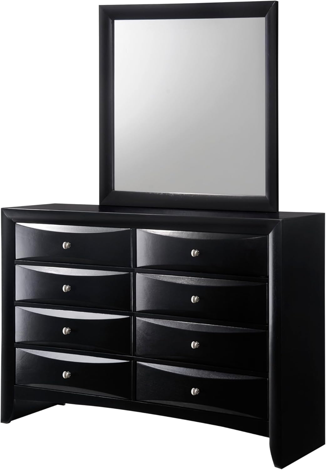 3pc Bedroom Set Black Finish Solid Wood Platform King Size Captain's Bed Wooden Furniture