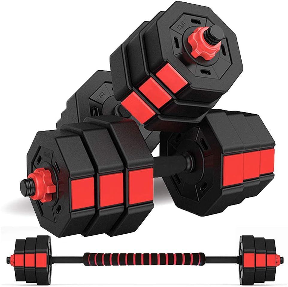 wolfyok Dumbbells Set, Adjustable Weights 3-in-1 Set Barbell 44Lb/66Lb, Home Gym Equipment for Men Women Gym Workout Fitness Exercise with Connecting Rod
