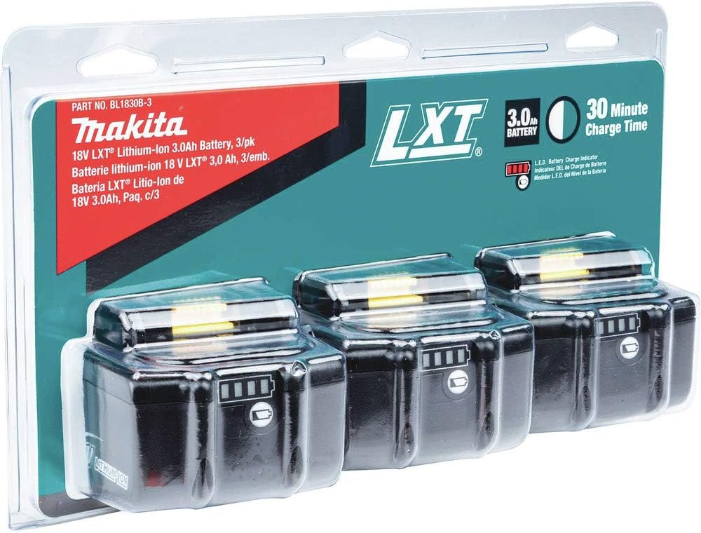Makita BL1830B-3 18V LXT® Lithium-Ion 3.0Ah Battery, 3/pk