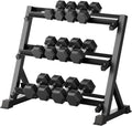 RitFit Rubber Coated Hex Dumbbell Set with Rack, 5-780LB for Home Gym Strength Training, Anti-Slip Knurled Handle, Hexagon Anti-Roll, Heavy-Duty Storage Rack