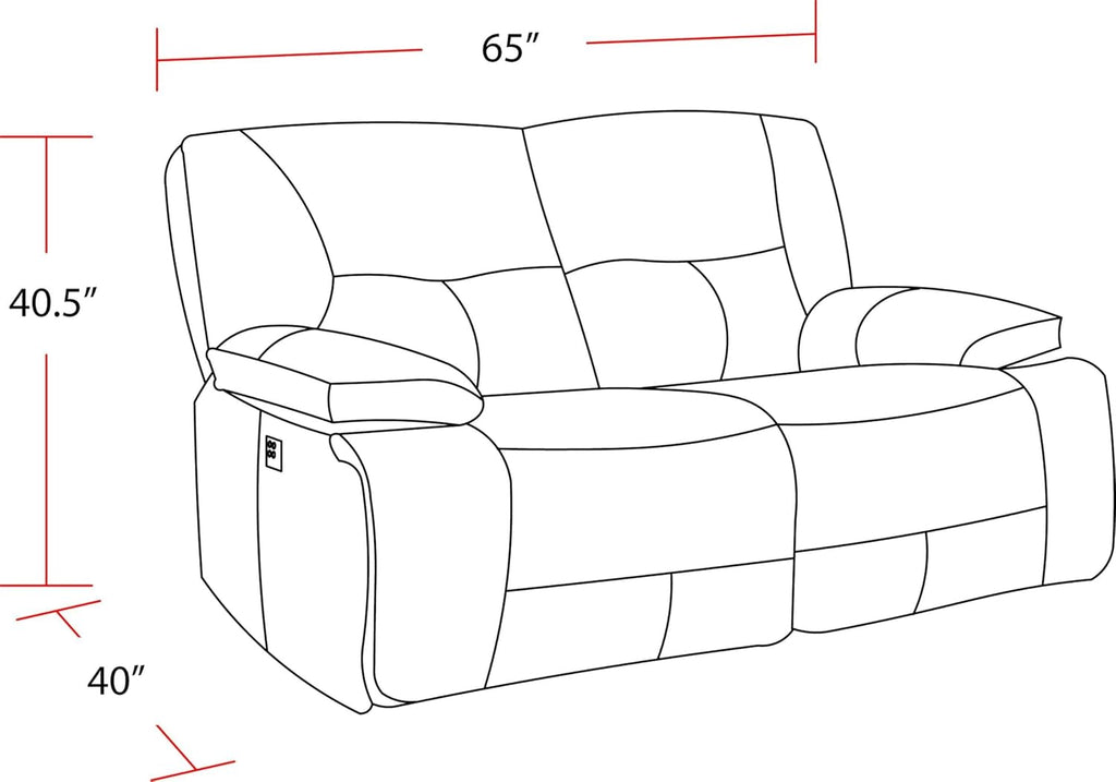 Pemberly Row Haze Power Reclining Sofa Set, Upholstered High-Performance Fabric, Wall-Hugger Design, USB Charger, Wide Armrests, Includes Sofa, Loveseat, Recliner, Living Room Furniture, 1080 lbs