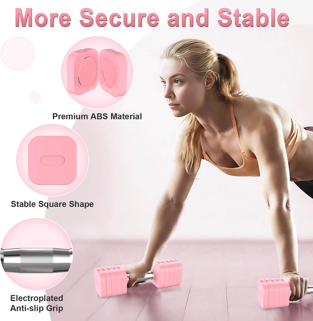 Hezeyferg 30.8LB Adjustable Dumbbell Set, Each Adjustable Weight Dumbbell with 6 Levels 4.4/6.6/8.8/11/13.2/15.4lb, Hand Weights Set for Men/Women Home Gym Exercise Workout