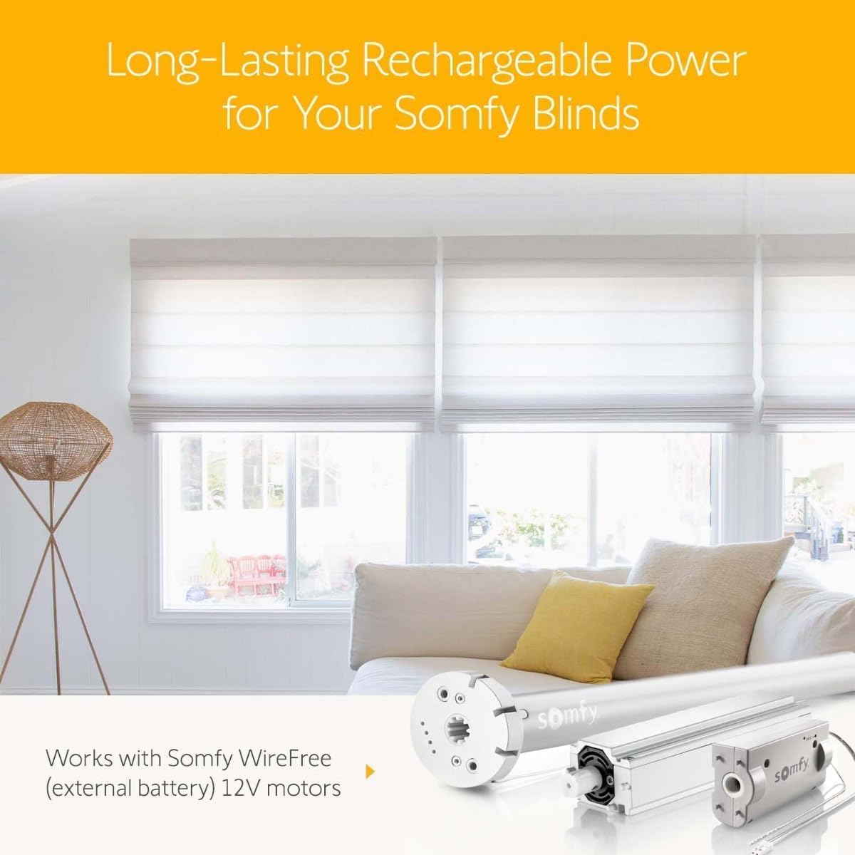 somfy Rechargeable Battery Pack 4-Pack for Wirefree Motorized Shades, Curtains, Awnings - Year-Long Power with Annual Charge - Ideal for Multiple Motors - #9021217