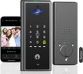 WiFi Door Lock with Camera- Video Doorbell, Deadbolt Smart Lock with RFID Fingerprint Keypad Code, Electronic Digital Biometric Keyless Entry Smart Lock for Front Door