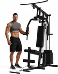 Home Gym Machine with 100LB Weight Stack, Multifunctional Full Body Workout Station for LAT Pulldown, Chest Press, Leg Extension & Strength Training, Compact Fitness Equipment for Home Use