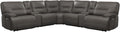 Pemberly Row Haze 7-Piece Power Reclining Sectional, 133'W x 133'D x 40'H, Adjustable Headrests, Faux Leather Cover, Storage Console with Cup Holders, USB Charging Ports, Plush Living Room Furniture