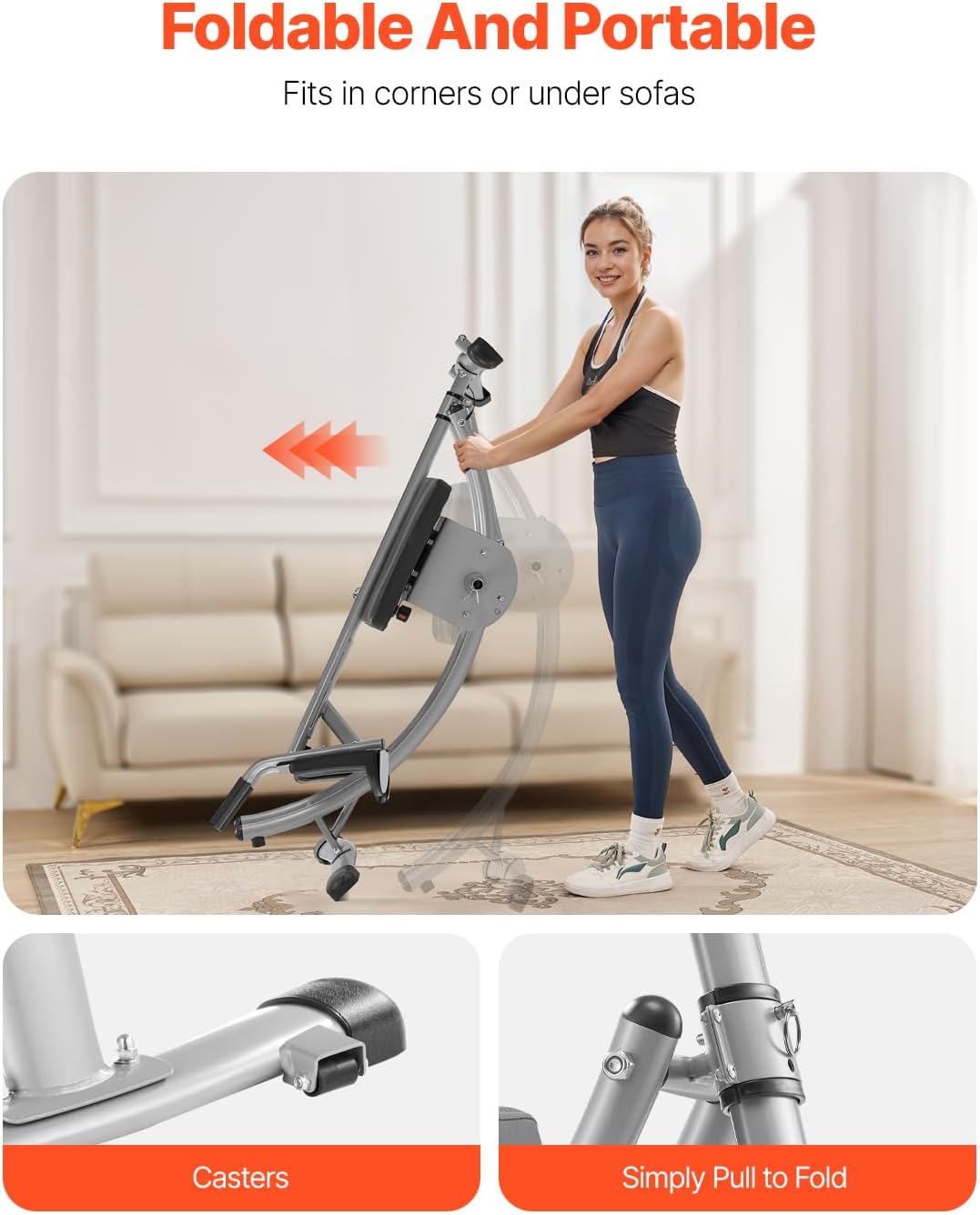 VEVOR AB Workout Machine, Ab Workout Equipment at Home Gym, Core & Abdominal Trainers for Women, 440 lbs Weight Capacity Strength Training Ab Cruncher, Foldable Adjustable Fitness Exerciser
