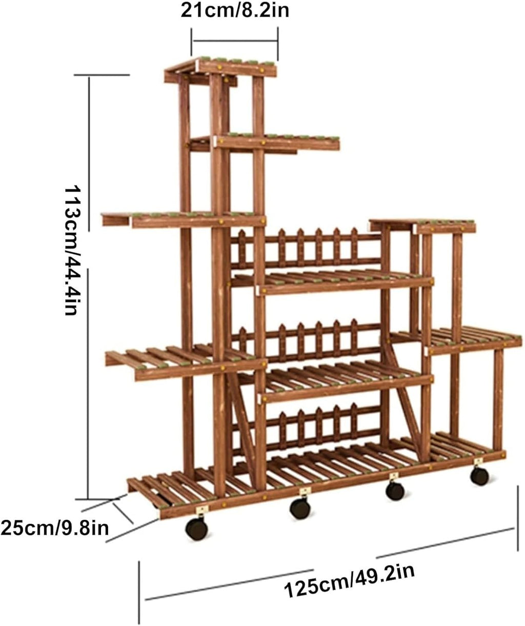 Potting Bench Table,Garden Potting Table, Plant Shelf for Multiple Plants for Balcony Window Garden Living Room Patio Triangle Plant Stands, 125x25x113cm, Brown