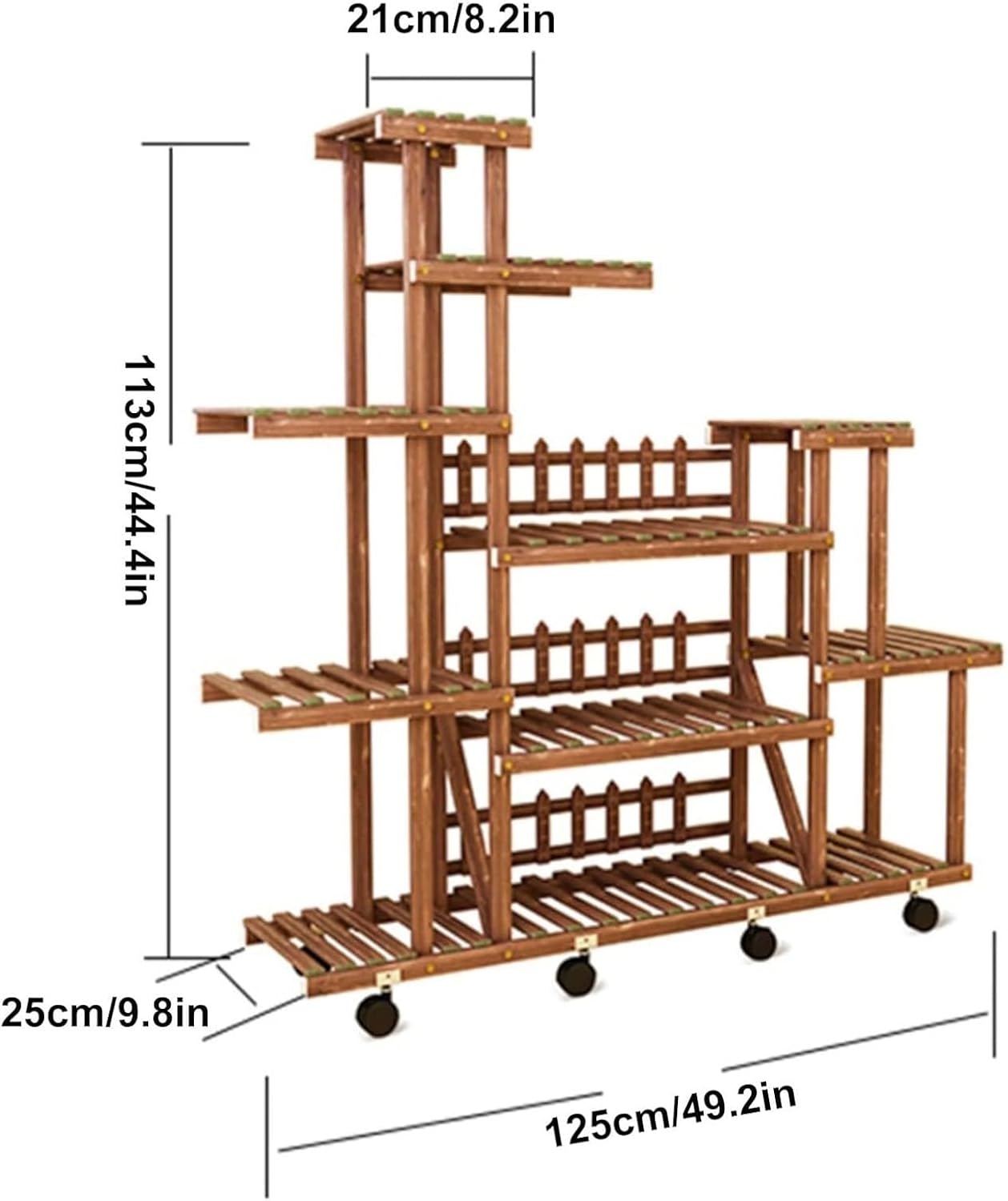 Potting Bench Table,Garden Potting Table, Plant Shelf for Multiple Plants for Balcony Window Garden Living Room Patio Triangle Plant Stands, 125x25x113cm, Brown