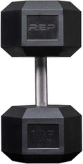 Rep Fitness Rubber Hex Dumbbell(s) - Singles (55LB +) and Pairs (5LB - 50LB) - Low Odor, Fully Knurled Handle