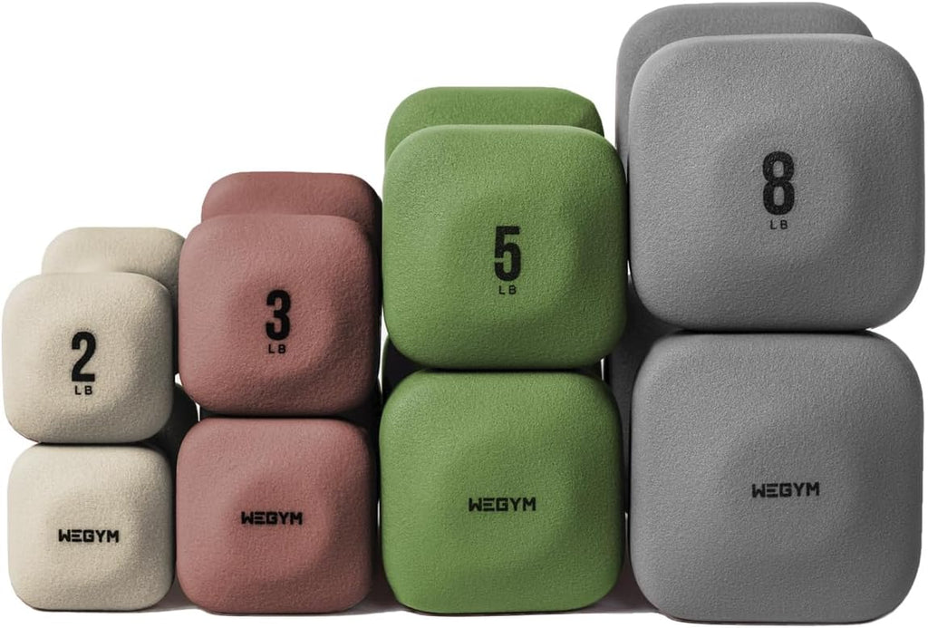WeGym SafeGrip Square Dumbbells with Anti Slip Handles, Aesthetic Free Weights for Home Workouts, Stable Design Prevents Rolling during Floor Exercises - Set