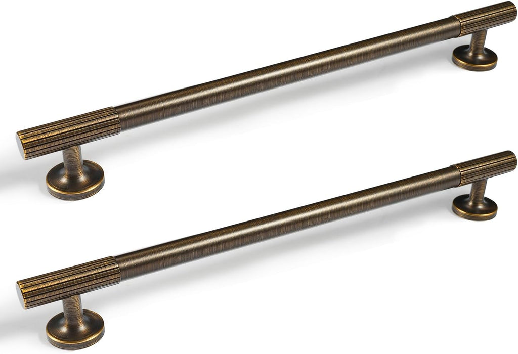 7 Pack Durable Antique Brushed Brass Cabinet Pulls Hardware for Drawer Cupboard Wardrobe Kitchen, 10-2/5 inch, 3XL