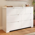 Gizoon 7 Drawer Dresser, 48' Wide White Dresser for Bedroom, Chest of Drawers with Handle Free Design, Modern Storage Organizer for Living Room, Kids Room, Entryway, Hallway, White