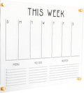 Personalized Acrylic Calendar for Wall Horizontal Weekly Calendar with 3 custom sections (23'Wx18.5'H, Champagne Gold Standoffs)