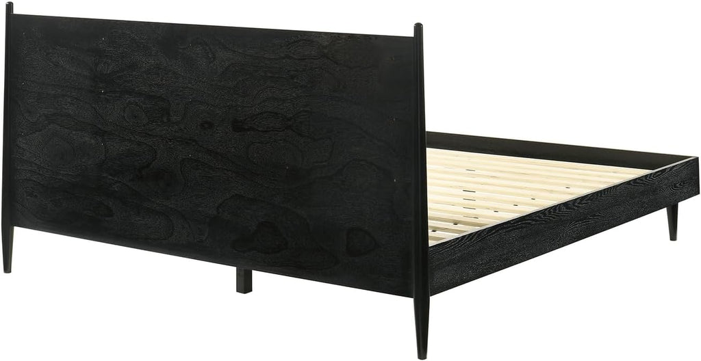 HomeStock King Bedroom Set Wood 3 Piece - Black Finish Bed Nightstands Modern Style