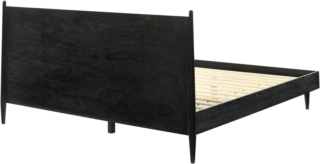 HomeStock King Bedroom Set Wood 3 Piece - Black Finish Bed Nightstands Modern Style