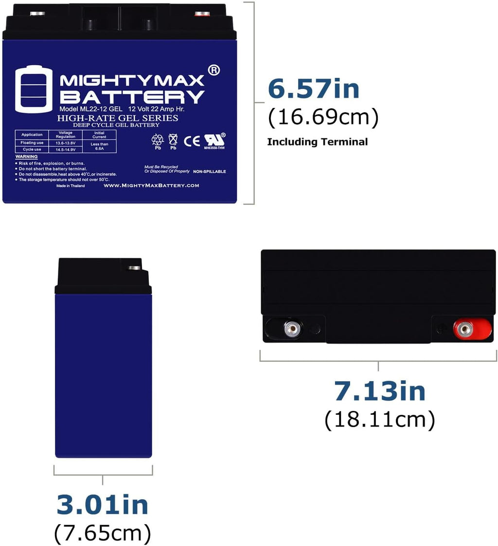 Mighty Max Battery 12V 22AH GEL Battery for Boosterpac ES5000 Battery Booster - 2 Pack