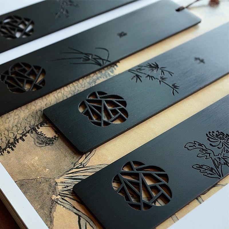 Classical Chinese Literary Pen Bookmark Set Engraved Hollowing