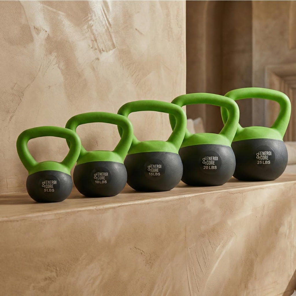 ENERGI CORE Kettlebell - Sand Filled Weight for Home Gym Workouts & Strength Training - Portable Exercise Kettle Bell for Women & Men