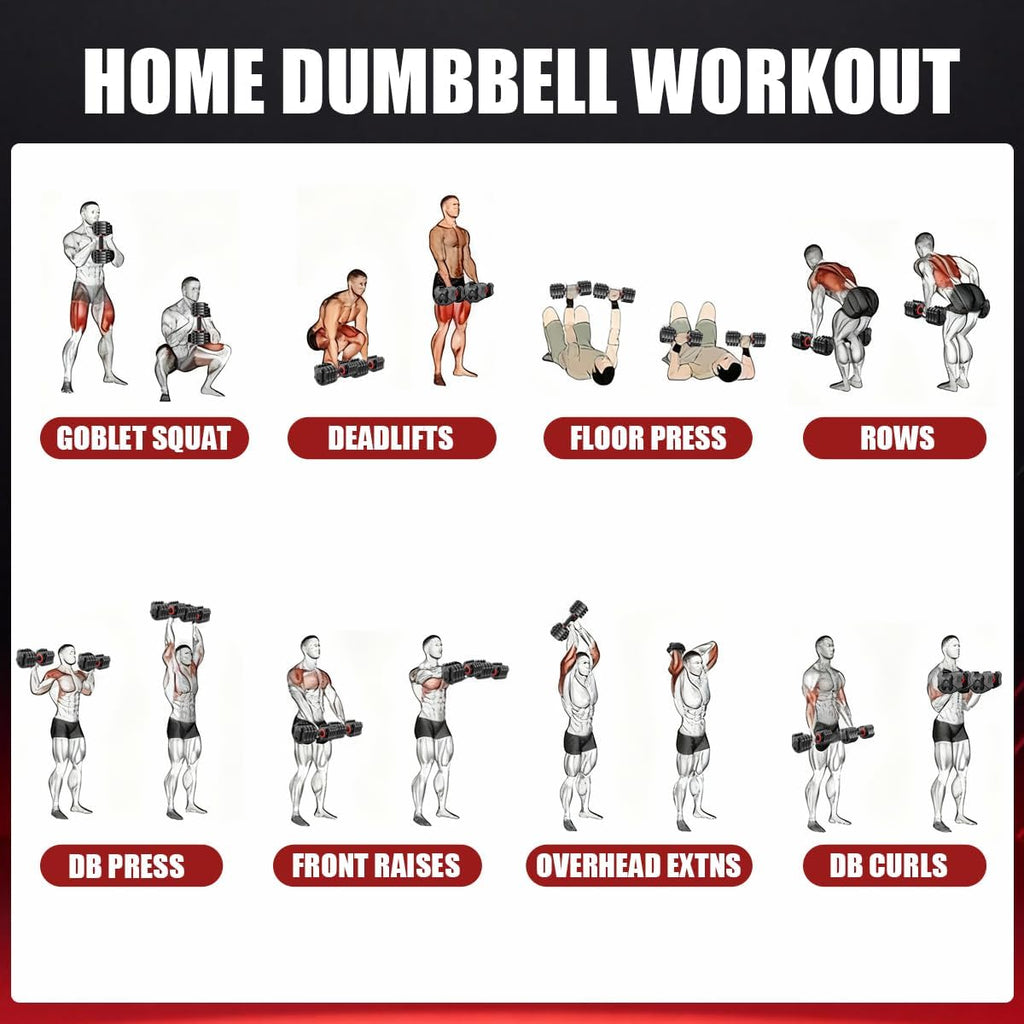 VEICK 25 lbs Adjustable Dumbbell with Anti-Slip Turning Handle, Fast Adjust Weight for Men Women, Exercise Equipment with Tray for Home Gym Full Body Workout Fitness