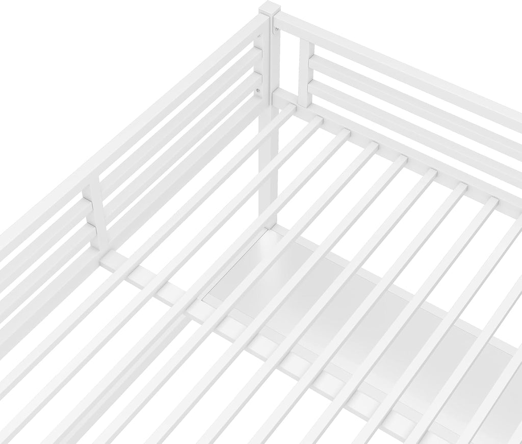 Bellemave Metal Queen Size Loft Bed with Desk and Charging Station,Heavy Duty Loft Bed Frame with LED Lights and USB for Kids,Teens,Adults,Queen Size,White