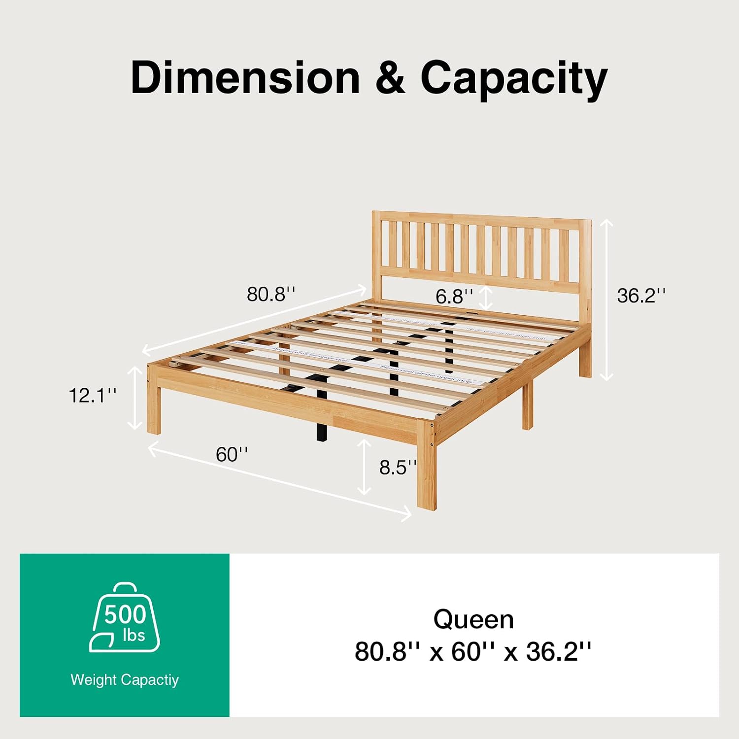 Novilla 12 Inch Queen Bed Frame with Headboard, Queen Size BedFrame with Headboard Classic Wooden Bed Frame Queen Size with Wood Slat Support, No Box Spring Needed, Easy Assembly, Natural Grain Wood