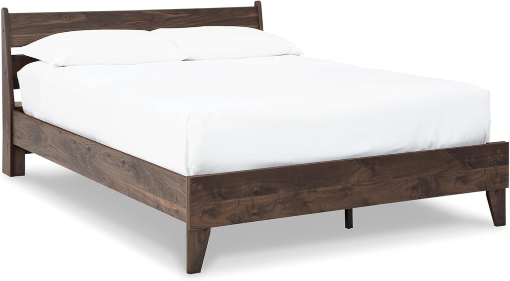 Signature Design by Ashley Calverson Casual Queen Panel Platform Bed, Wood, Foundation or Box Spring Not Needed, Bed' A Box, Dark Brown Finish