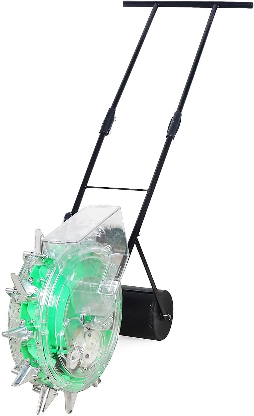 Hand-Push Roller Seeder Planter, Lawn & Garden Spreaders, Fertilizer Applicator, Corn Soybean Peanut Manual Seeder w/Planting Depth 3.5-7.8cm & Amount 1-2 Seeds,10 nozzles(