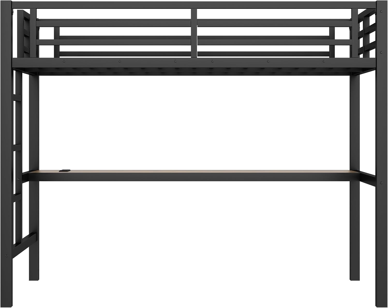 Bellemave Metal Twin Size Loft Bed with Desk and Charging Station,Heavy Duty Loft Bed Frame with LED Lights and USB for Kids,Teens,Adults,Twin Size,Black