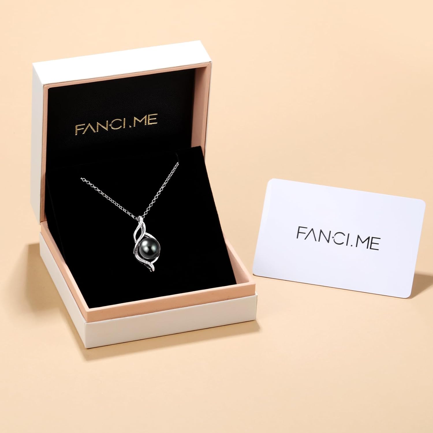 FANCIME Gift for Women Wife Natural Tahitian Pearl Necklace Sterling Silver Mysterious Ocean Treasure 10-12MM Black Pearl Luxury Jewelry Gift for Women, Mother, Wife, 16'+2' Adjustable
