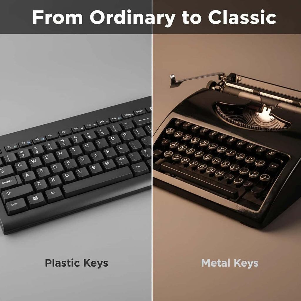 Portable Manual Typewriter, Retro Wireless Classic Manual Typewriter Machine, Mechanical Writing Machine Easy Setup for Notes Letters Writing Writers Literary Black