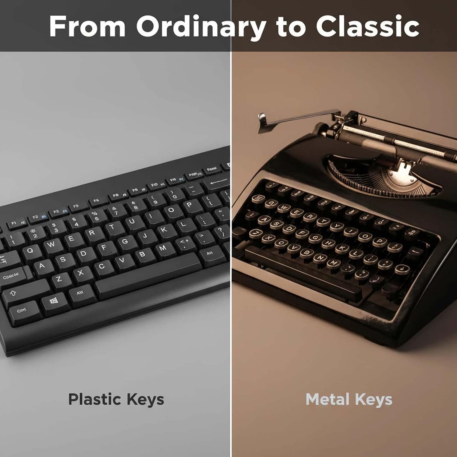 Portable Manual Typewriter, Retro Wireless Classic Manual Typewriter Machine, Mechanical Writing Machine Easy Setup for Notes Letters Writing Writers Literary Black