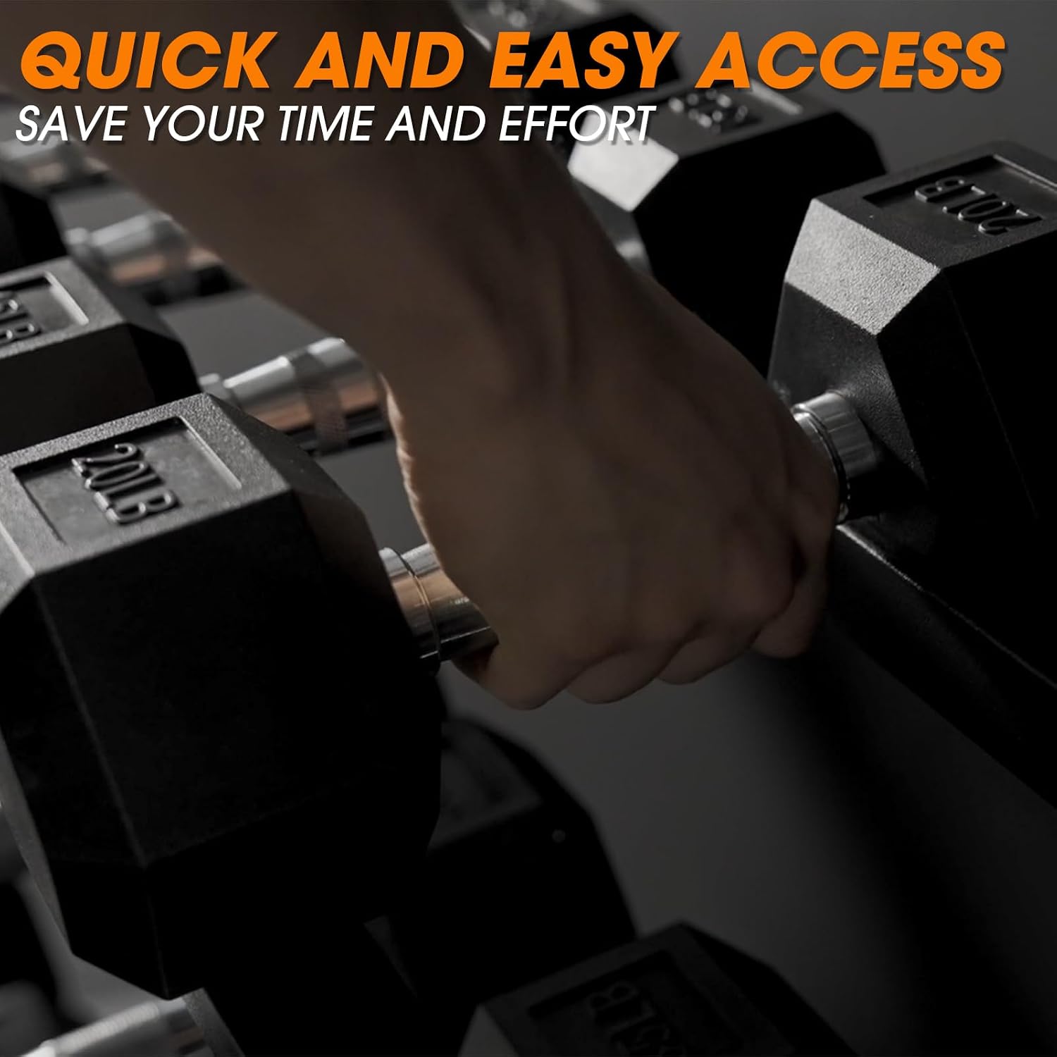 Mikolo Dumbbell Sets with Rack, Rubber Hex Dumbbells, Multiple Choices in 160/200/380/450/550LB, Hand Weights with Chrome Handle for Strength Training