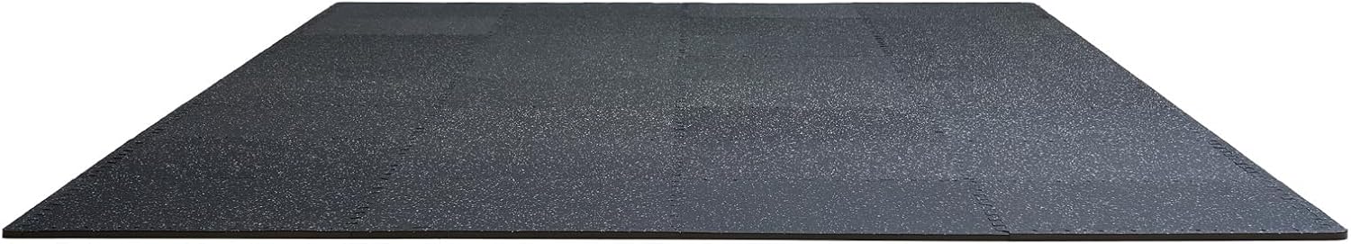 VEVOR 0.56In 100sq.ft 25 Tiles Gym Flooring for Home Gym, Rubber Top with High Density EVA Foam, 25' x 25' Gym Floor Exercise Equipment Mats, Interlocking Gym Mats, Puzzle Workout Mats, Black & White