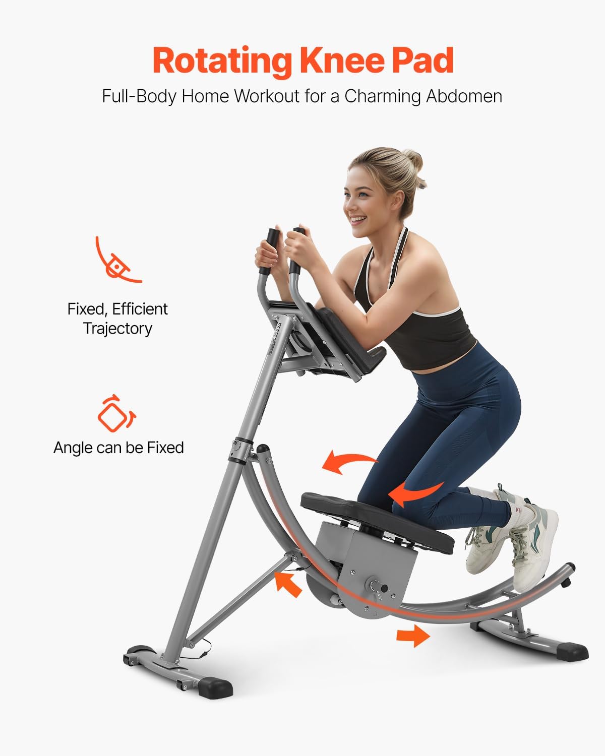 VEVOR AB Workout Machine, Ab Workout Equipment at Home Gym, Core & Abdominal Trainers for Women, 440 lbs Weight Capacity Strength Training Ab Cruncher, Foldable Adjustable Fitness Exerciser