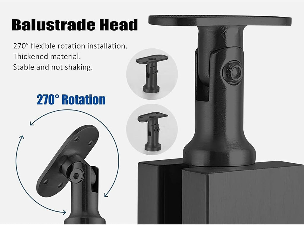 Black Glass Railing Post, End Post, Mid Post, Corner Post, 304 Stainless Steel Glass Railing Post With Socket Slot and Sturdy Base For Steps, Balconies, Staircases, Patios ( Color : Mid Post , Size :