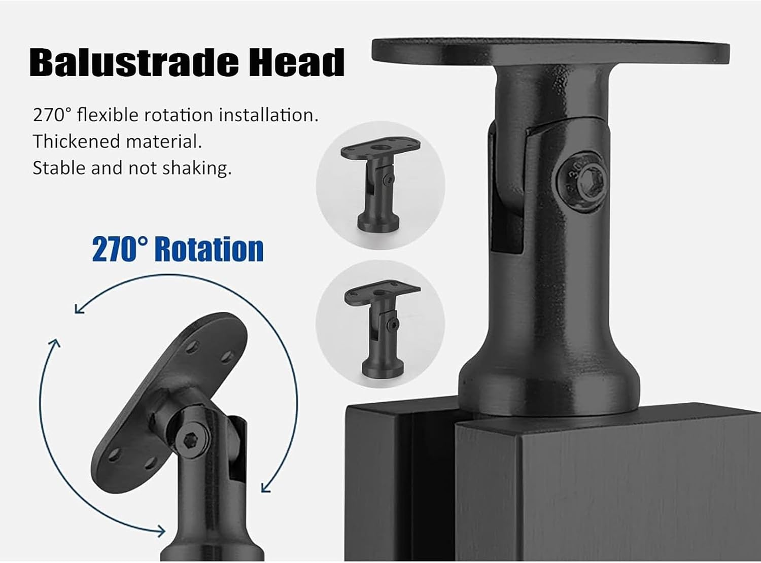 Black Glass Railing Post, End Post, Mid Post, Corner Post, 304 Stainless Steel Glass Railing Post With Socket Slot and Sturdy Base For Steps, Balconies, Staircases, Patios ( Color : Mid Post , Size :